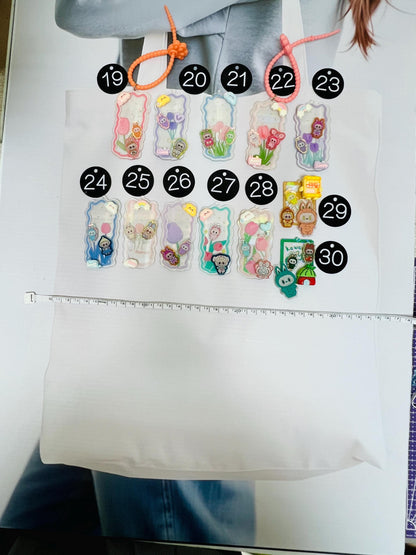 Labubu Keychain Decorated with Charms | Labubu Bag Charm Handmade Acrylic Keychain Gift