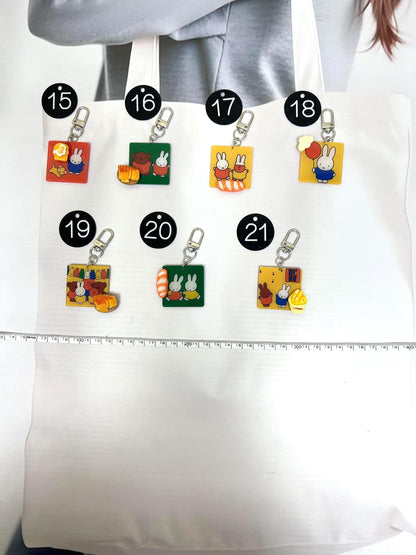 Miffy Keychain Decorated with Resin Charms | Miffy Acrylic Keyring Bag Accessory Keychain Gift