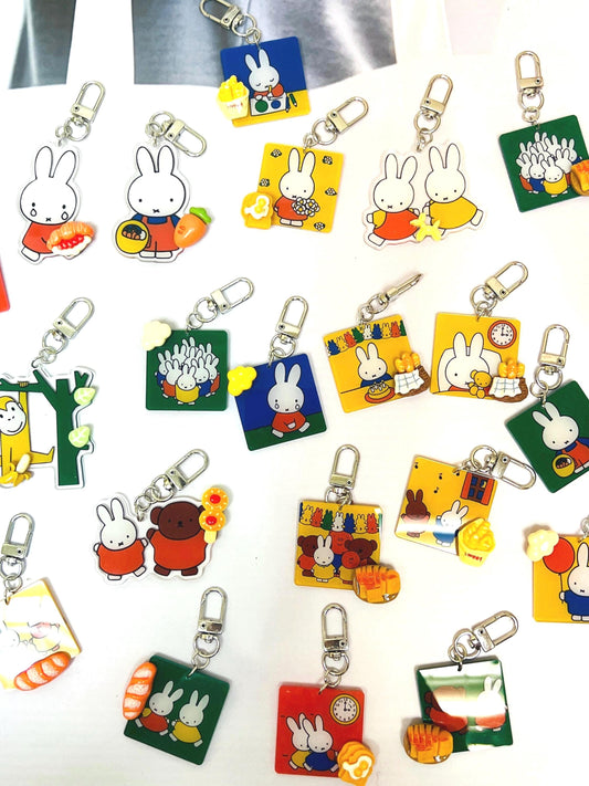Miffy Keychain Decorated with Resin Charms | Miffy Acrylic Keyring Bag Accessory Keychain Gift