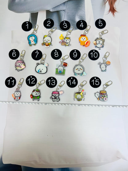 Chiikawa Nagano Keychain Decorated with Resin Charms | Kawaii Charm Bag Charm Handmade Accessory Acrylic Keychain Gift