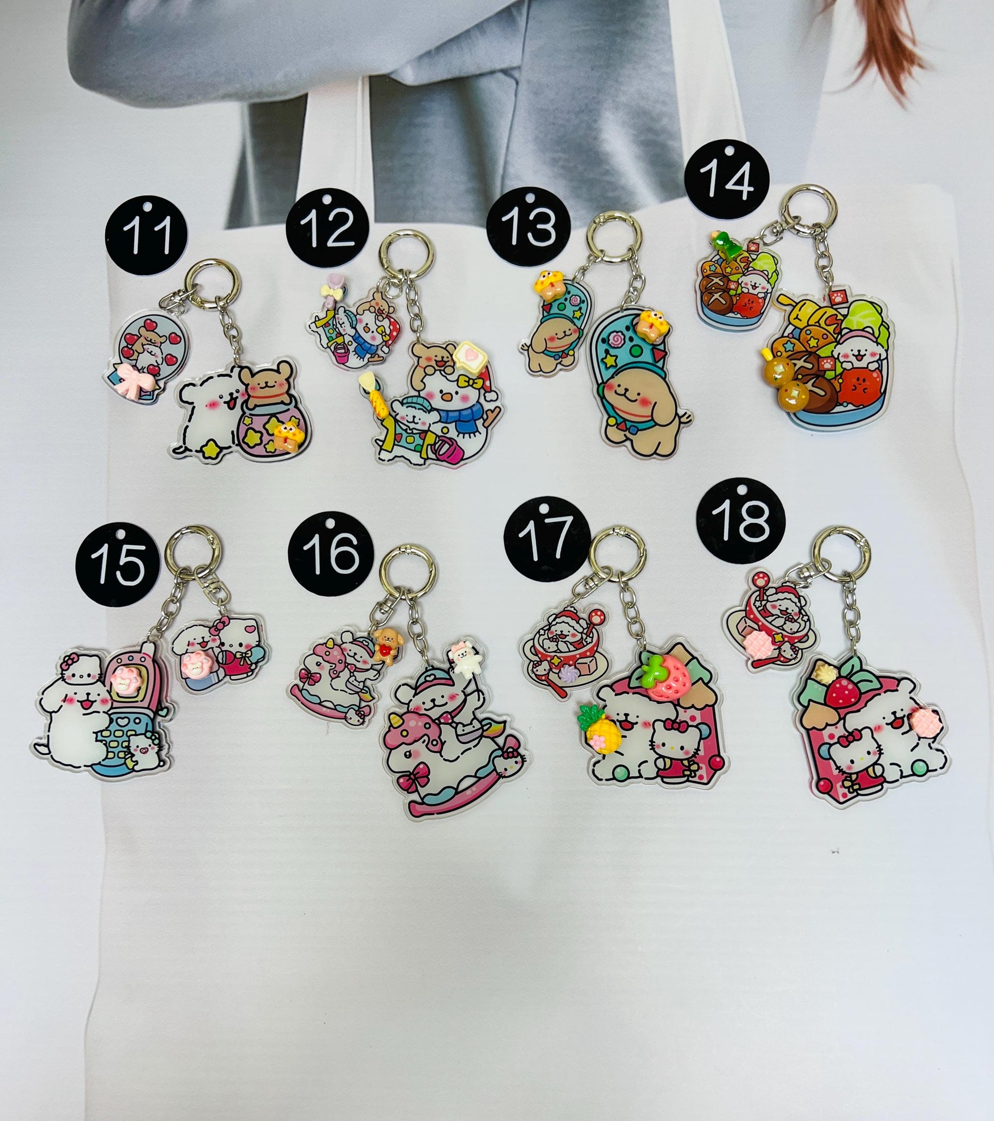 Maltese Puppy Keychain Decorated with Resin Charms | Kawaii Charm Bag Charm Handmade Accessory Acrylic Keychain Gift