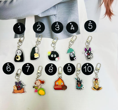 Hayao Miyazaki Keychain Decorated with Resin Charm | Kawaii Charm Cute Bag Tag