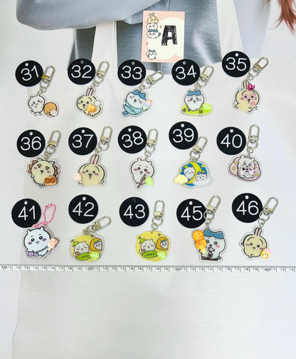 Chiikawa Keychain Decorated with Resin Charms | Kawaii Charm Bag Charm Handmade Accessory Acrylic Keychain Gift