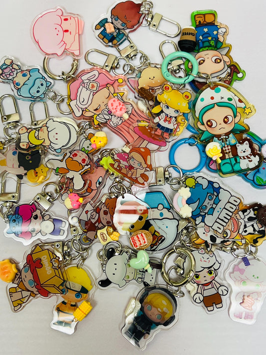 Dimoo, Zsiga Keychain Decorated with Resin Charms | Bag Charm Phone Accessory Handmade Acrylic Keychain Gift