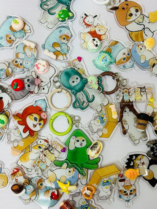 Shark Cat Keychain Acrylic Keyring Bag Charm Small Gifts