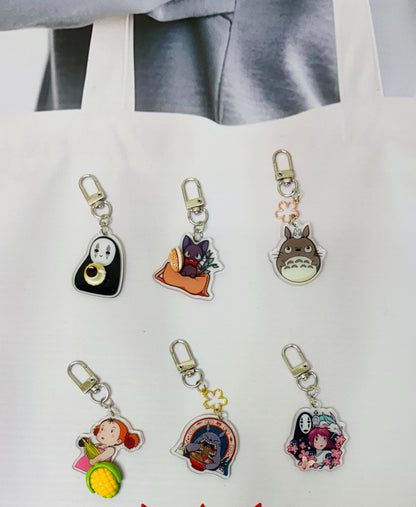 Hayao Miyazaki Keychain Decorated with Resin Charm | Kawaii Charm Cute Bag Tag