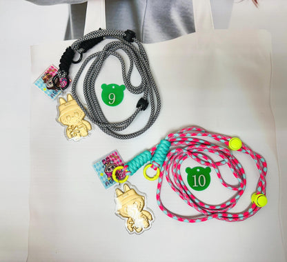 Labubu Golden Charm with Long Phone Strap | Labubu Bag Charm Keychain Accessory