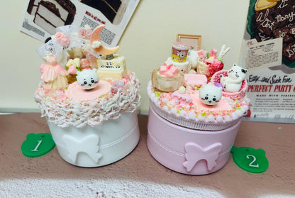 Storage Box Decorated with Charms | Round Jewellery Box Cutecore Accessory