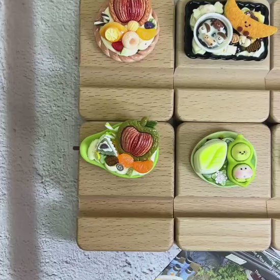 Cute Personalized Phone Stand Veggie & Fruits Name Engraved Wooden Phone Holder Personalized Gift Desk Decorative One-of-a-kind phone stand