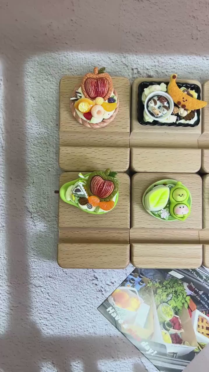Cute Personalized Phone Stand Veggie & Fruits Name Engraved Wooden Phone Holder Personalized Gift Desk Decorative One-of-a-kind phone stand