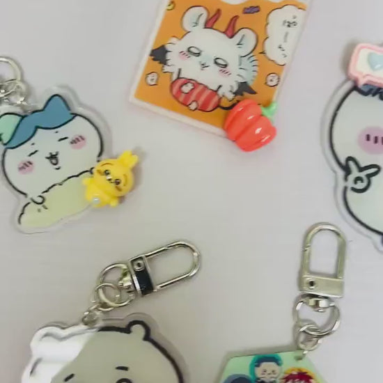Chiikawa Keychain Decorated with Resin Charms | Kawaii Charm Bag Charm Handmade Accessory Acrylic Keychain Gift