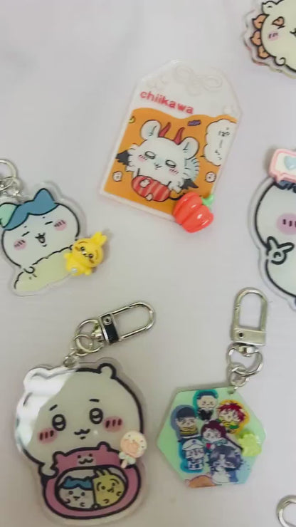 Chiikawa Keychain Decorated with Resin Charms | Kawaii Charm Bag Charm Handmade Accessory Acrylic Keychain Gift